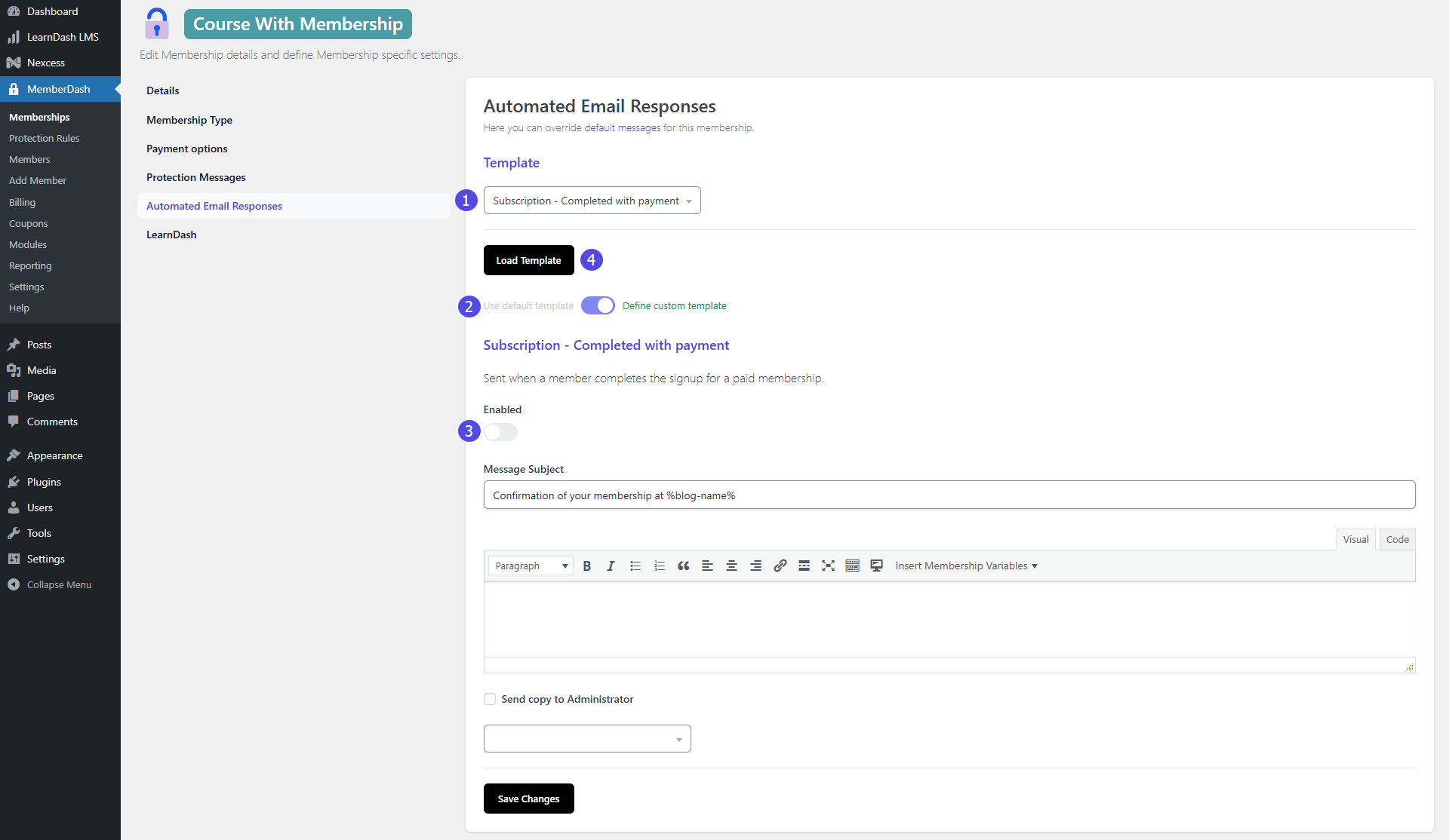 Editing automated email responses