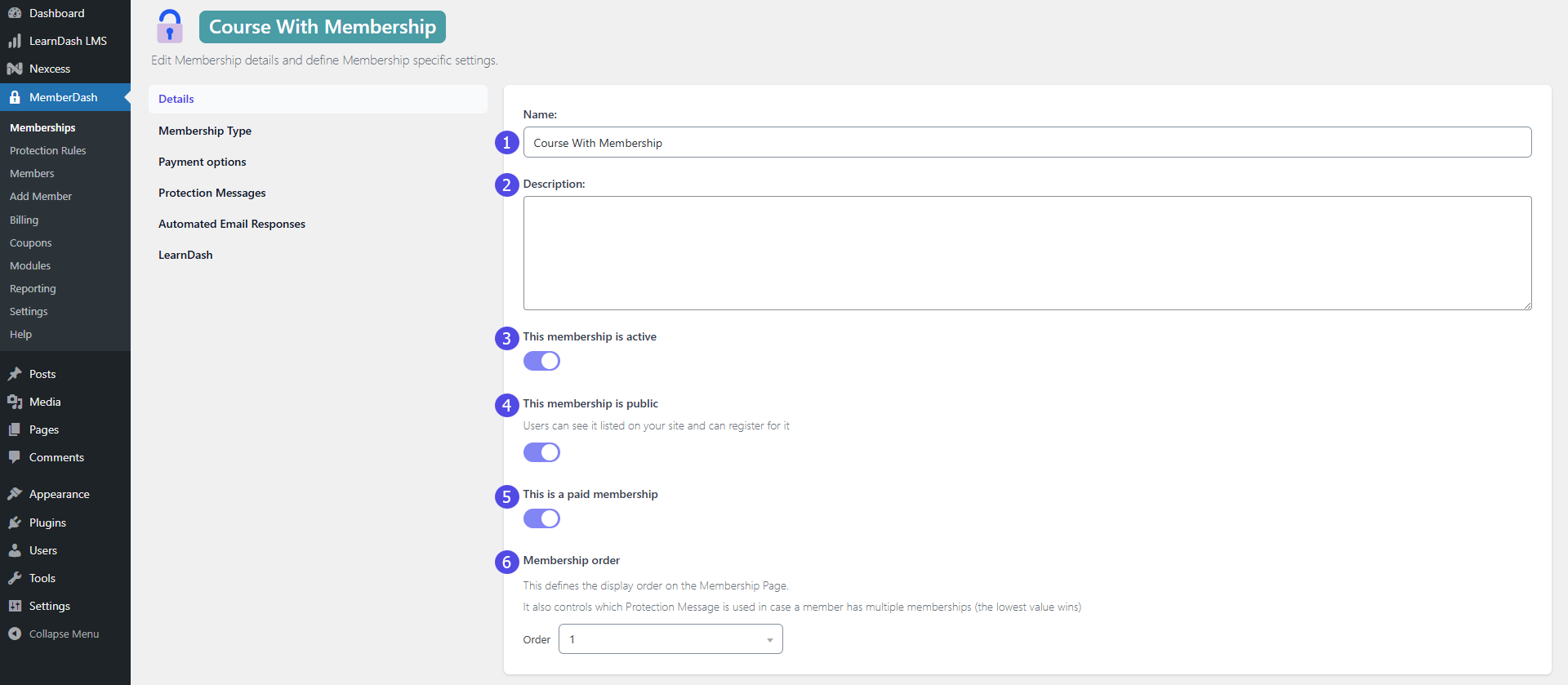 Edit membership details